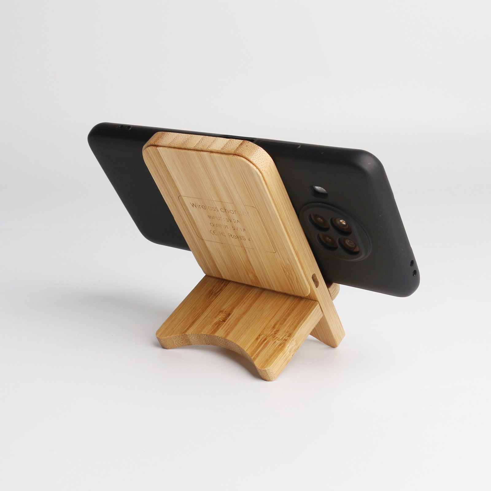 removable bamboo wireless charger stand - Image 5